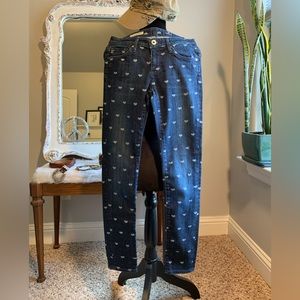 Adriano Goldschmied The Stevie Ankle Slim Straight Leg Hearts Design Jeans Sz 25